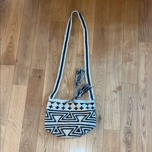 Black and Tan Geometric Patterned Women's Bag - Never Used